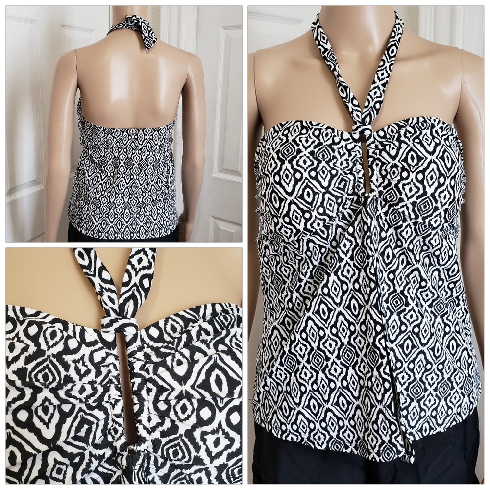 NEW! Printed Flyaway Halter Tankini Top (NWOT) -10